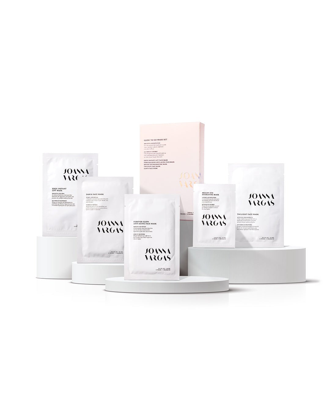 Glow To Go Mask Set - Hydrating, Brightening, and Firming Face Masks for Clear & Radiant Complexion - 5 Masks, 3.95 FL OZ / 110 ML - Joanna Vargas - Joanna Vargas